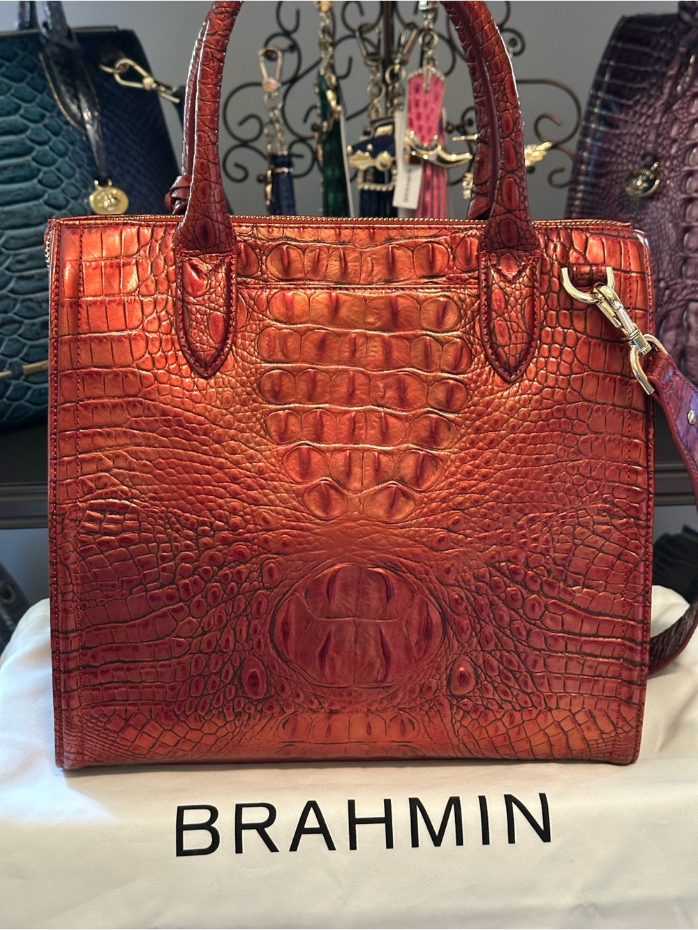 Sale Today !! Brahmin Chili Large Caroline Satchel - Picture 3 of 14